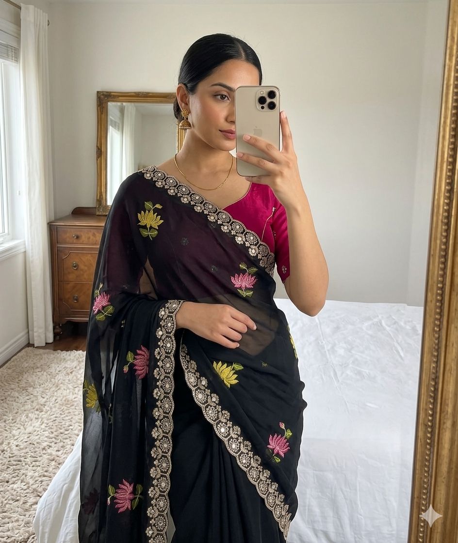 Rangoli silk embroidery saree