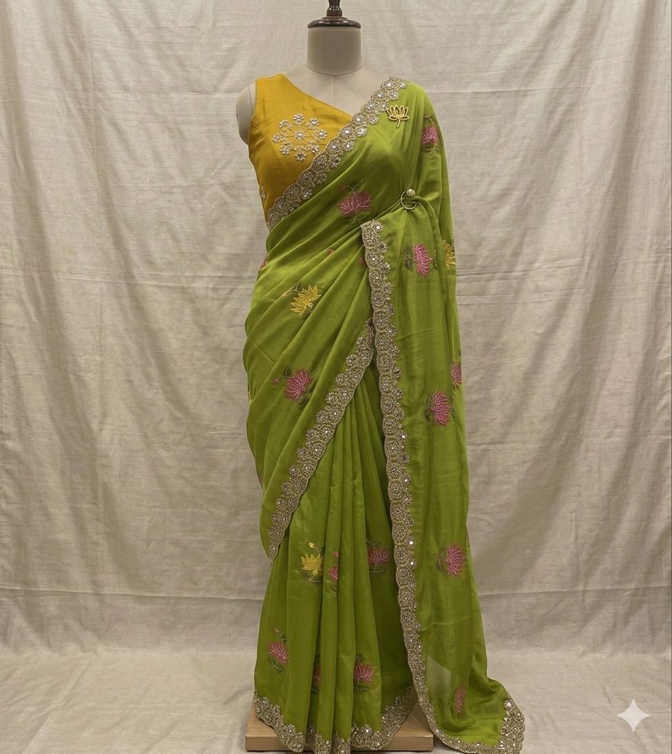 Rangoli silk embroidery saree