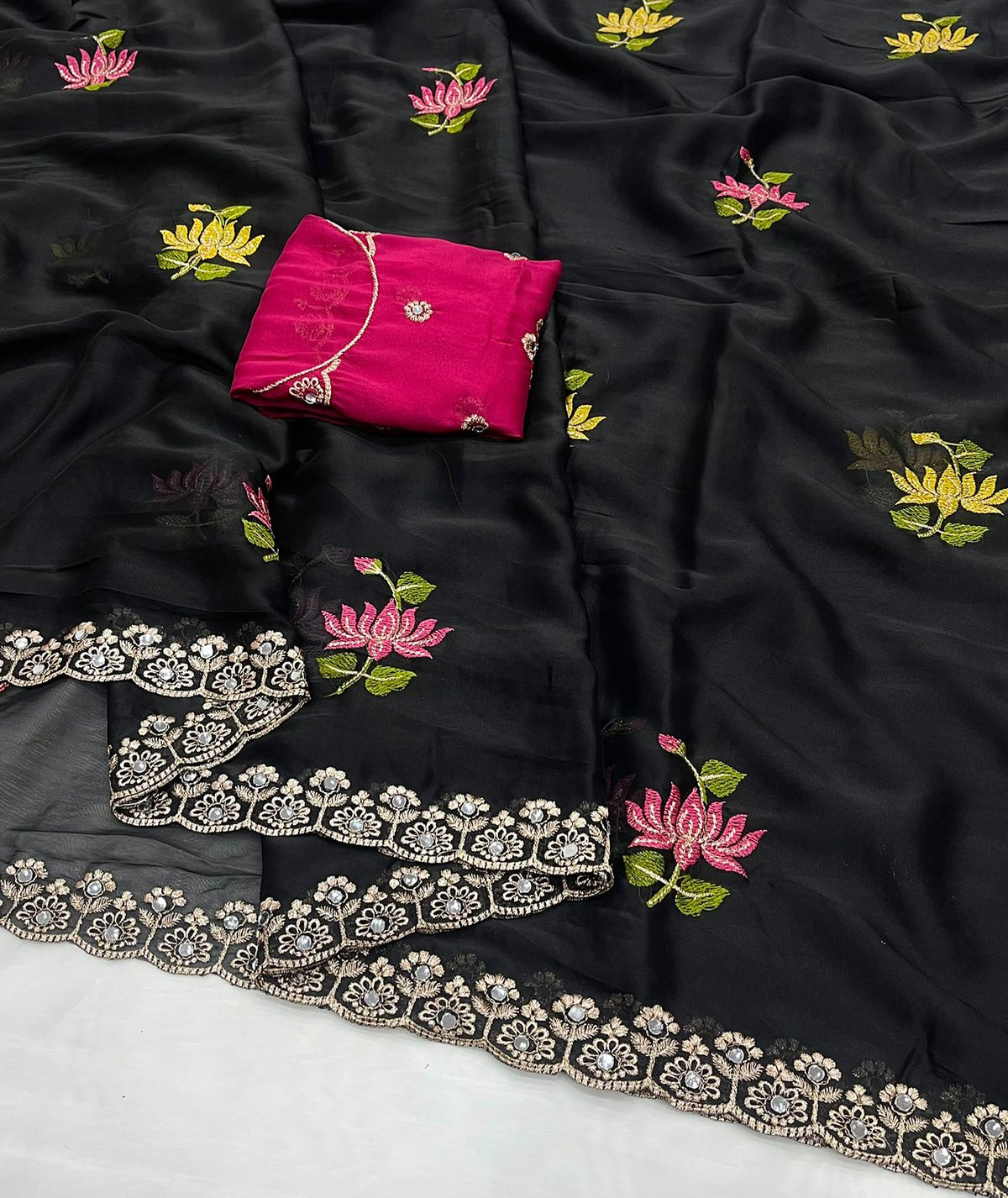 Rangoli silk embroidery saree