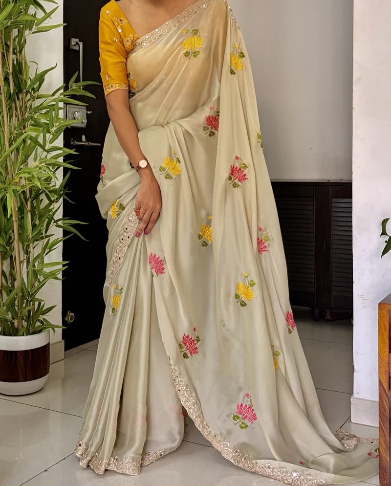 Rangoli silk embroidery saree