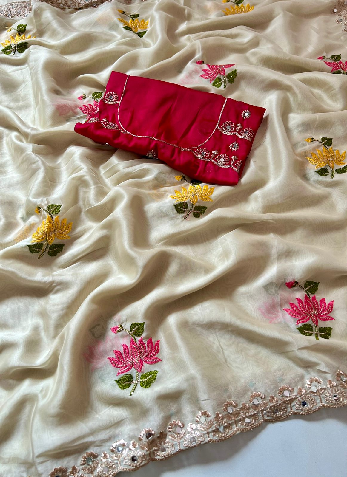 Rangoli silk embroidery saree