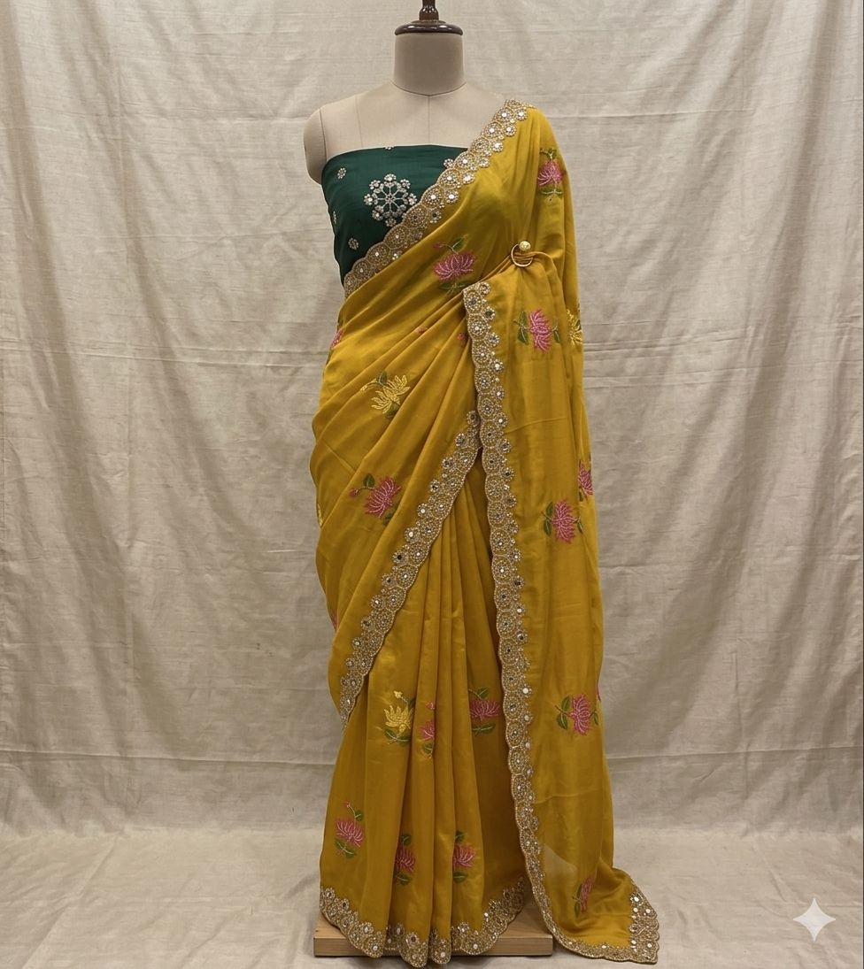 Rangoli silk embroidery saree