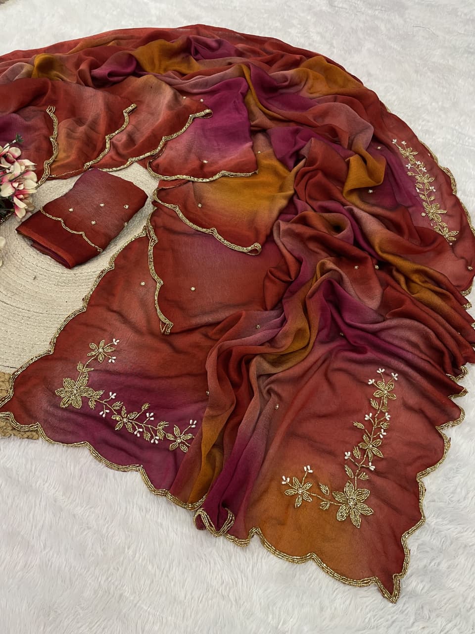 Rangoli crushed desginer saree