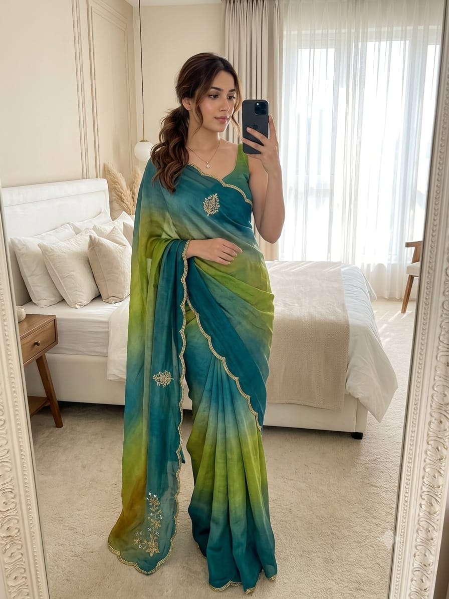 Rangoli crushed desginer saree