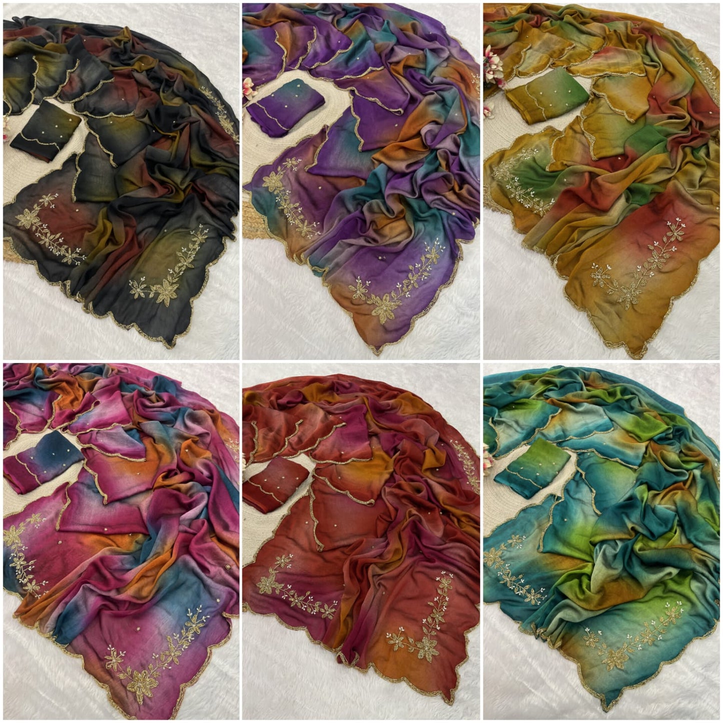 Rangoli crushed desginer saree