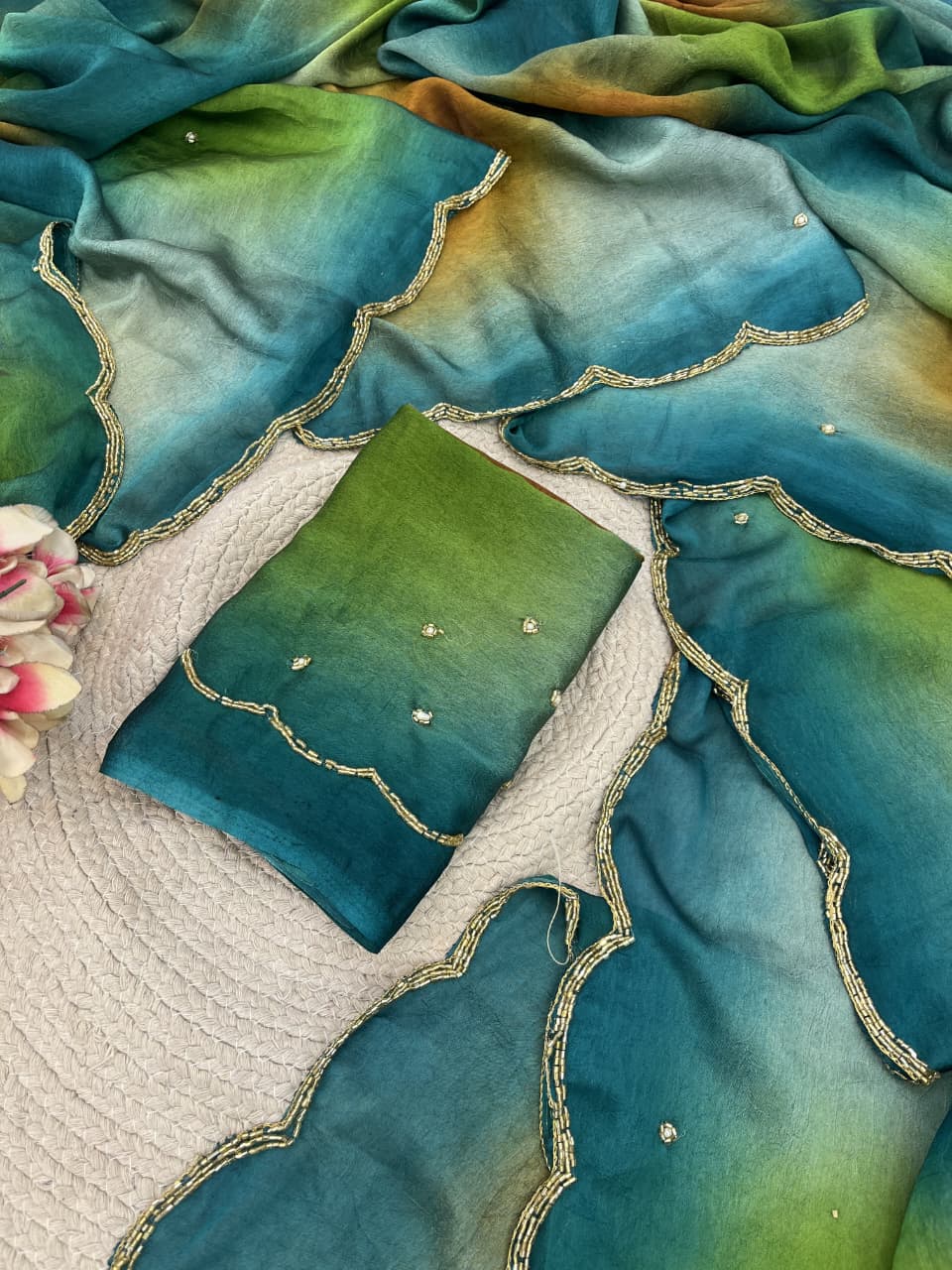 Rangoli crushed desginer saree
