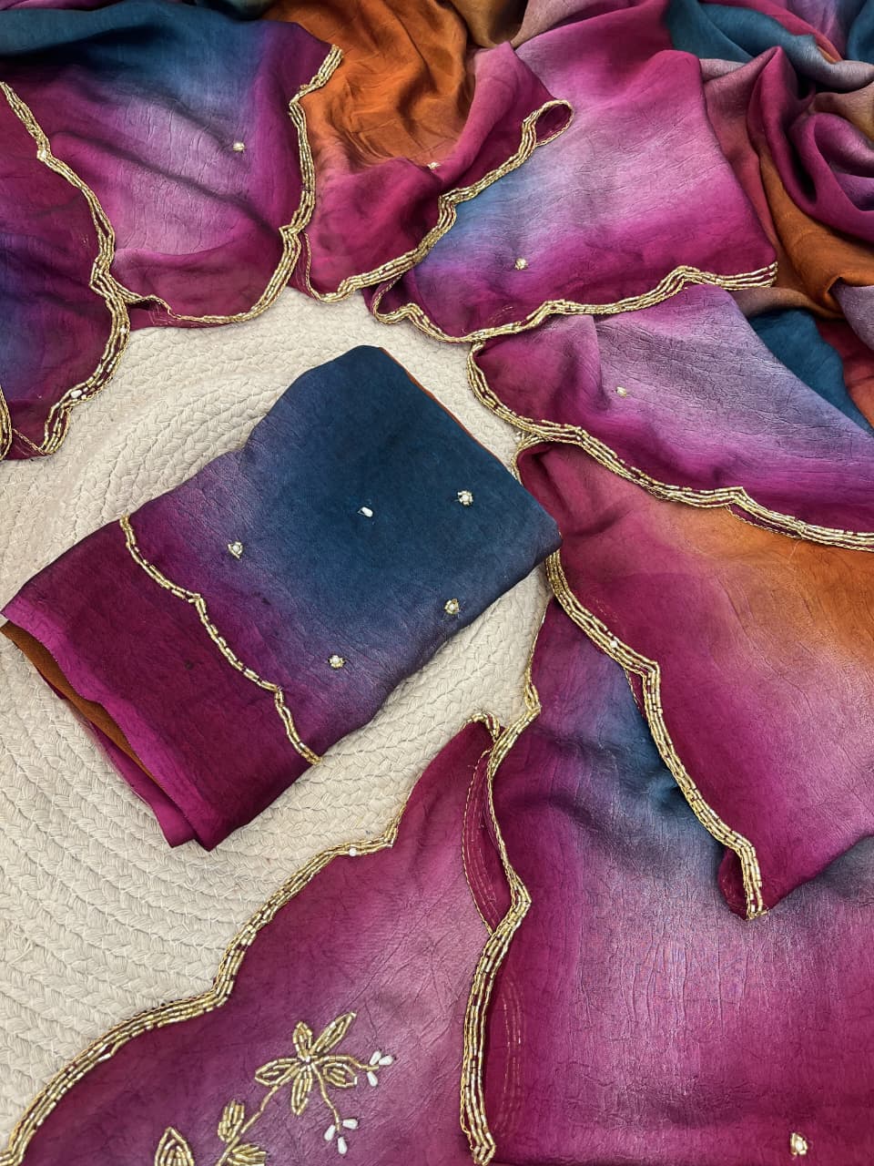 Rangoli crushed desginer saree