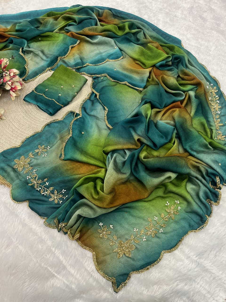 Rangoli crushed desginer saree
