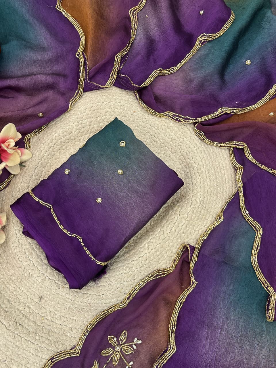 Rangoli crushed desginer saree