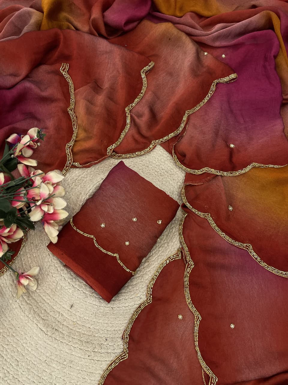 Rangoli crushed desginer saree