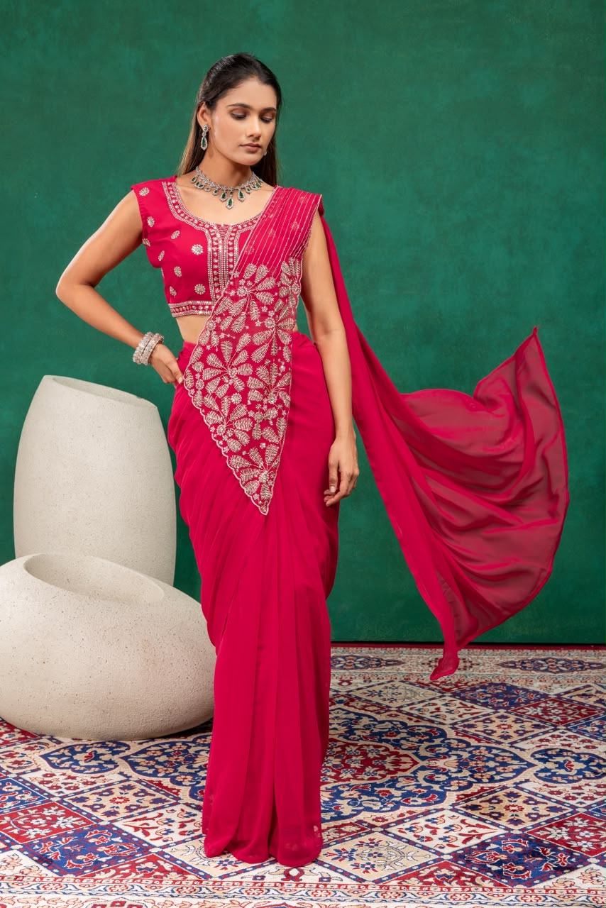 Indo western drape saree with coat