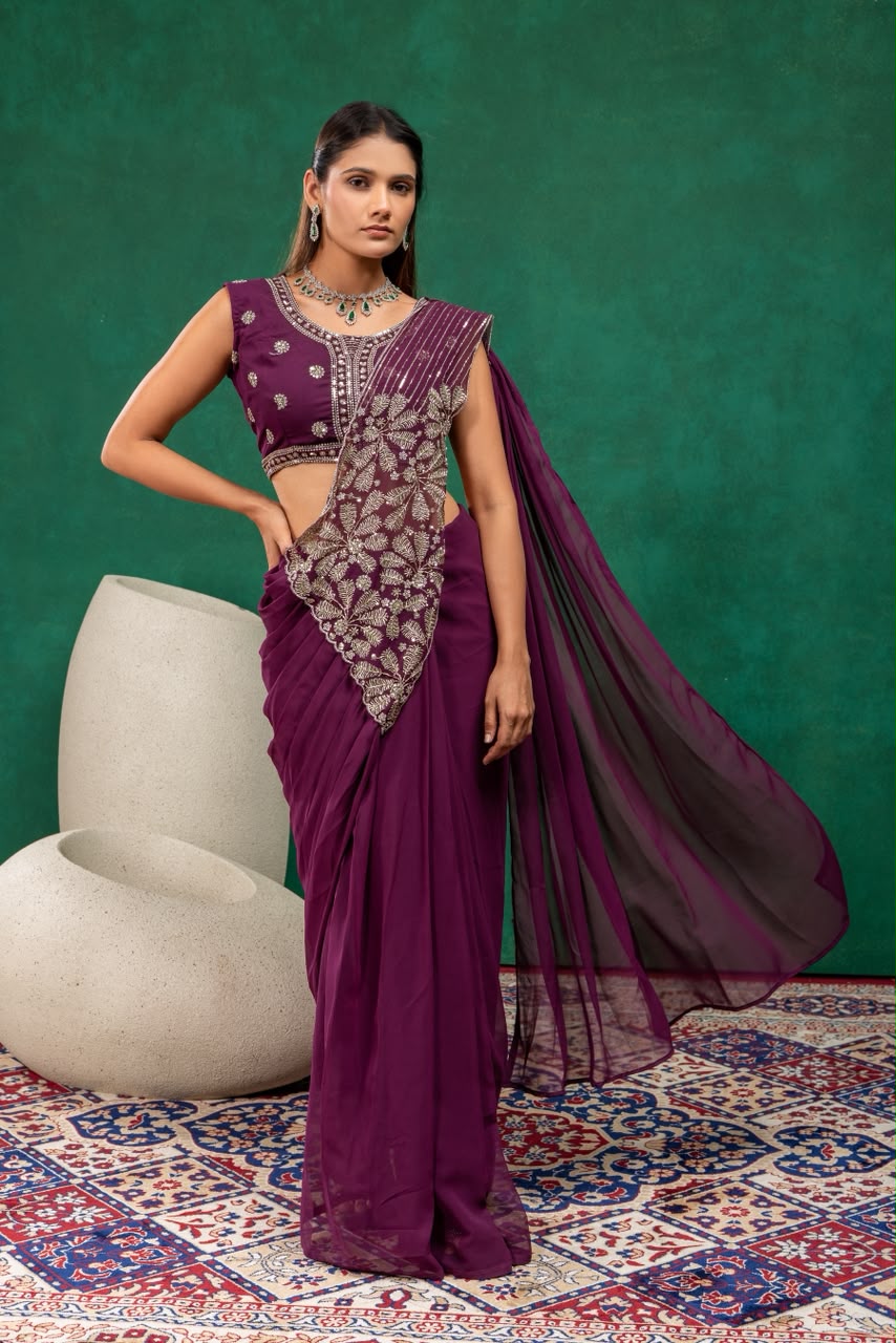 Indo western drape saree with coat