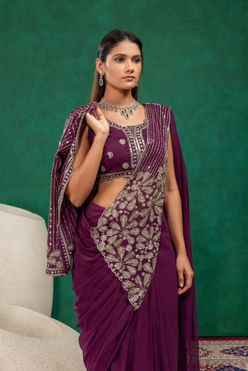 Indo western drape saree with coat