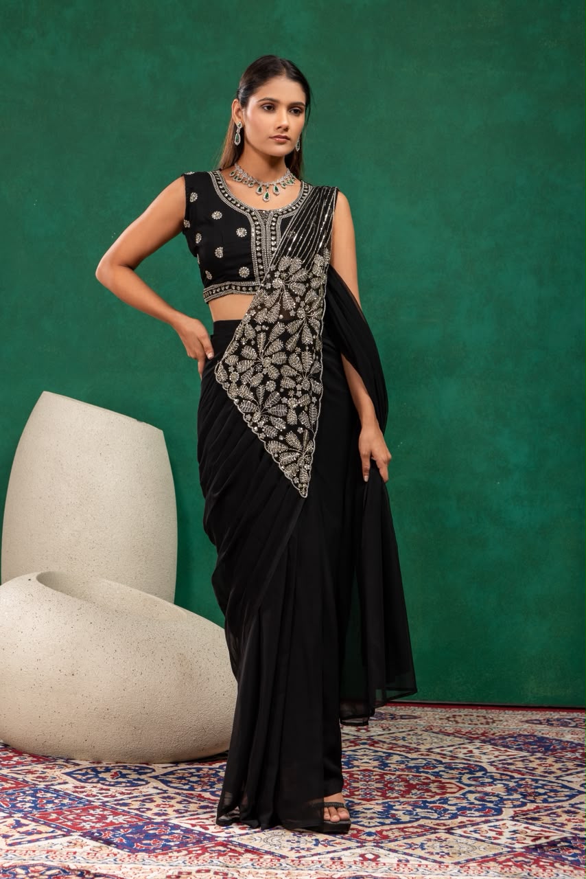 Indo western drape saree with coat