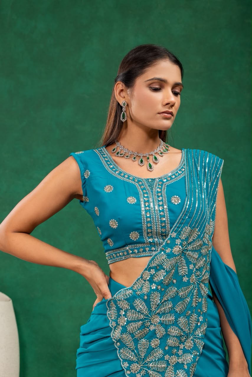 Indo western drape saree with coat