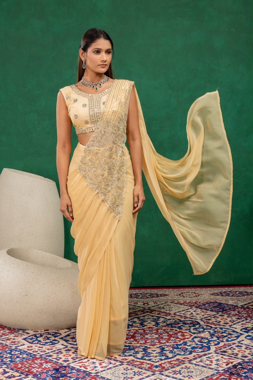 Indo western drape saree with coat