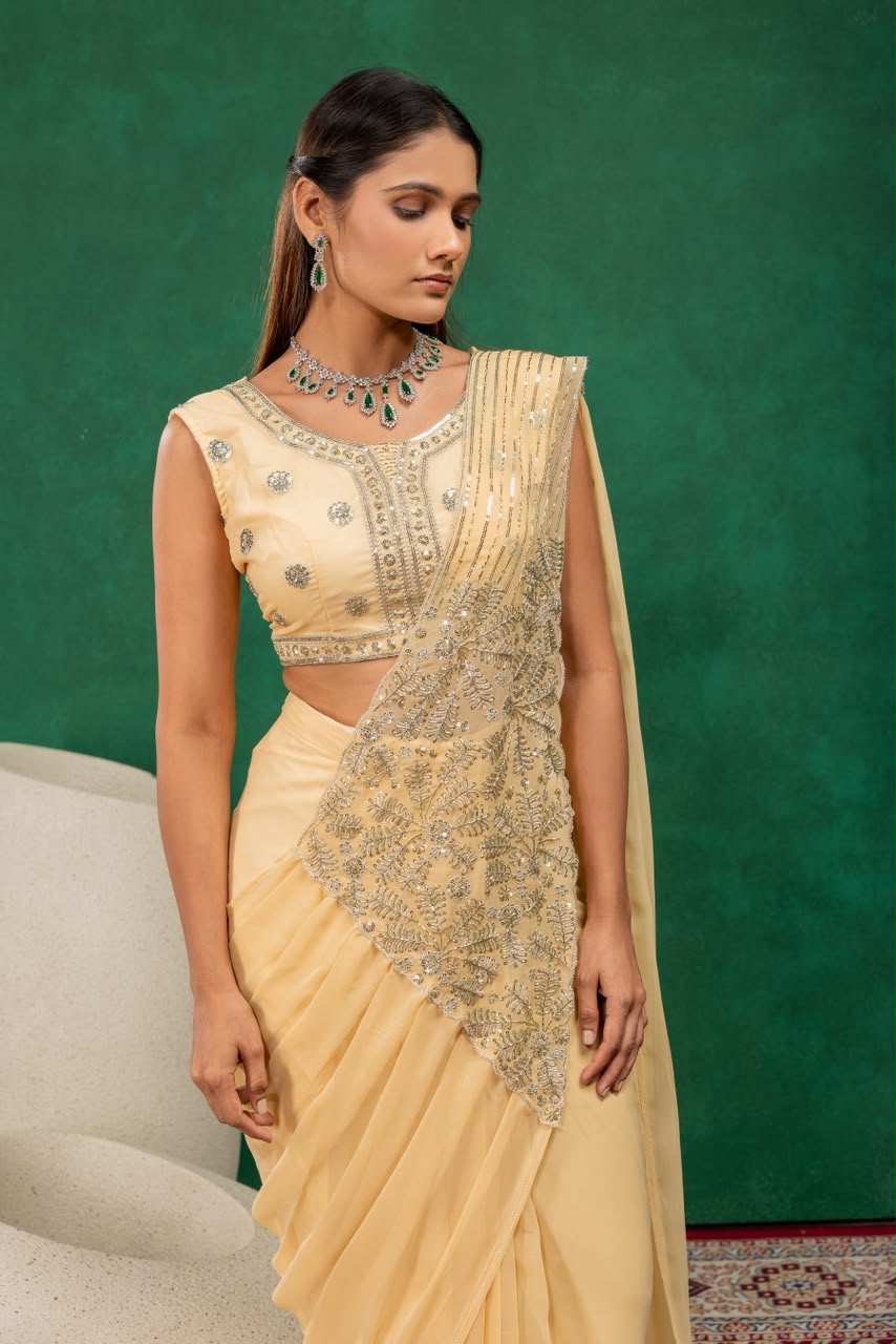 Indo western drape saree with coat