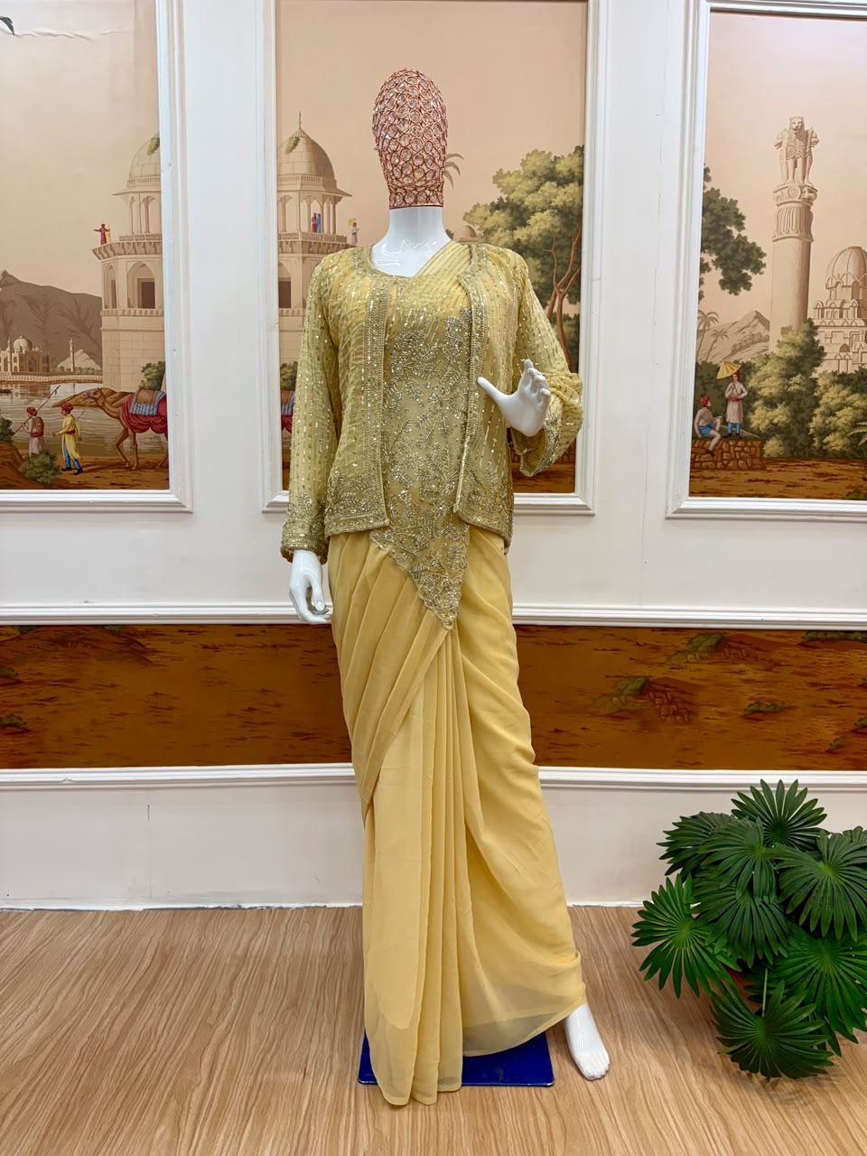 Indo western drape saree with coat