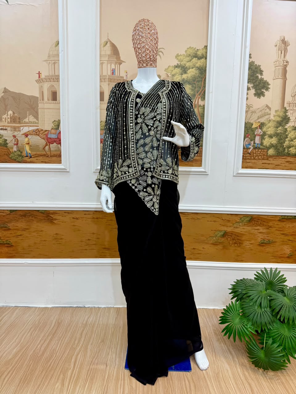 Indo western drape saree with coat