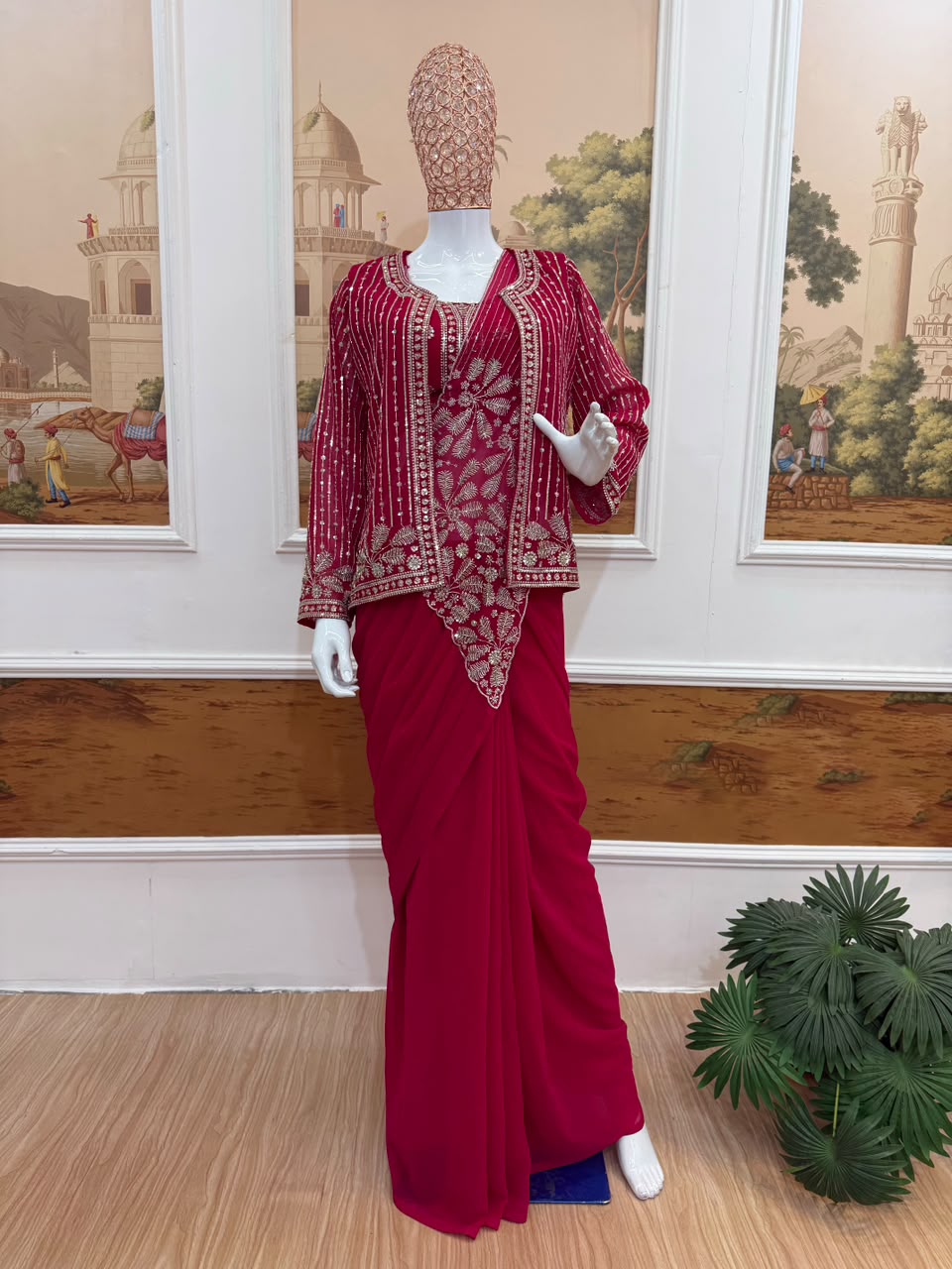 Indo western drape saree with coat