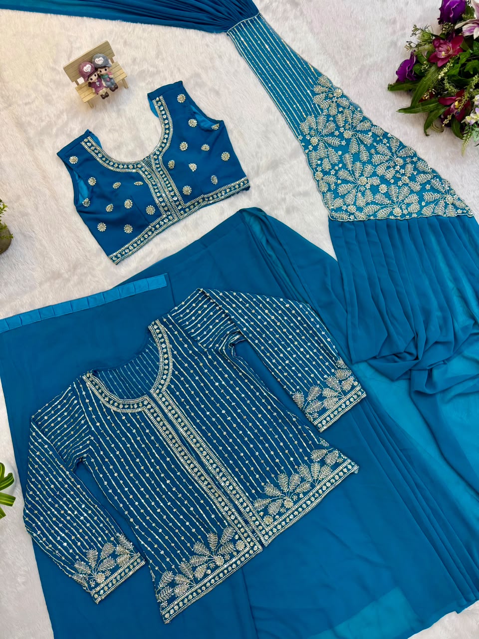 Indo western drape saree with coat