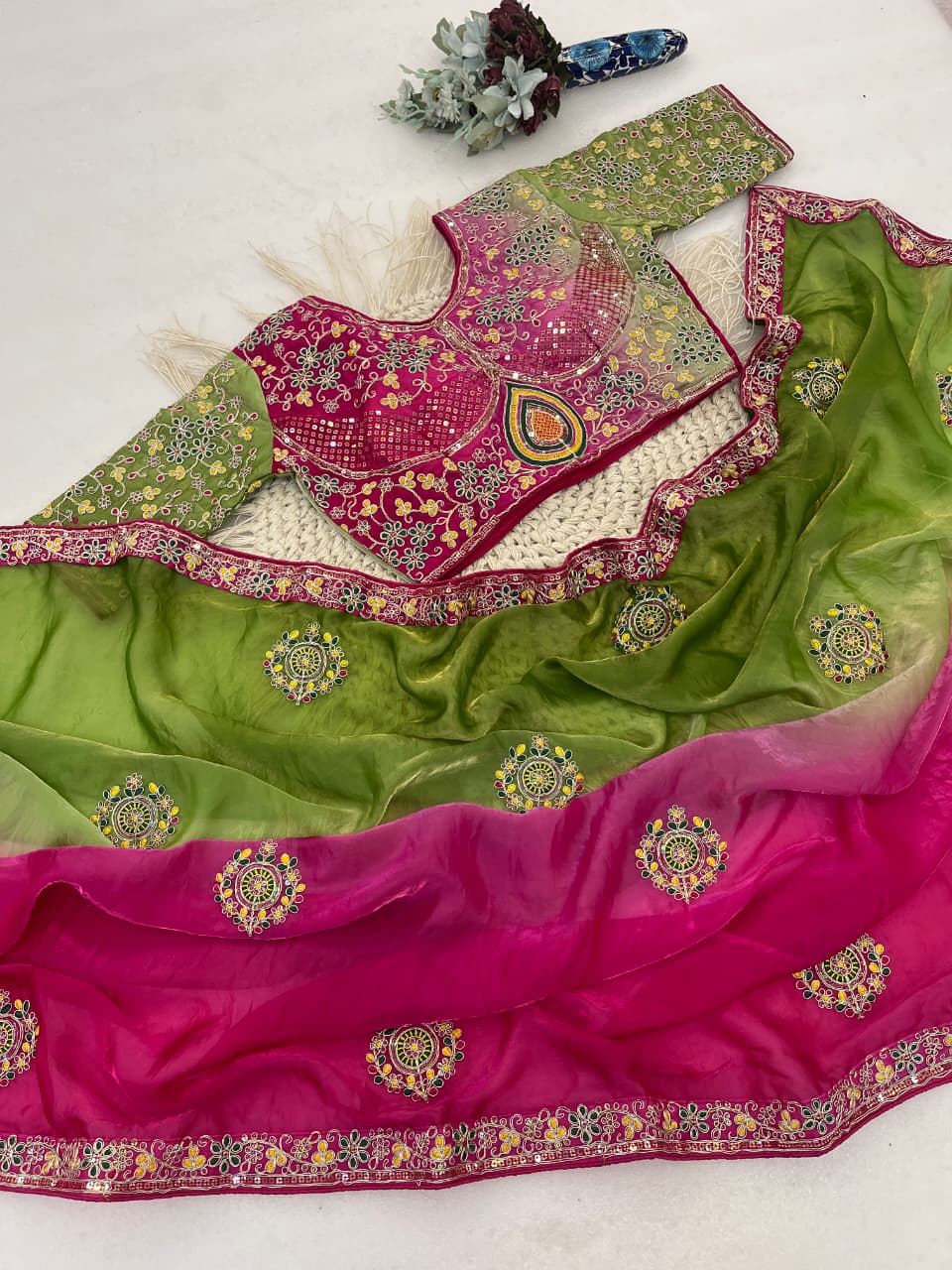 Elegant fendy satin saree