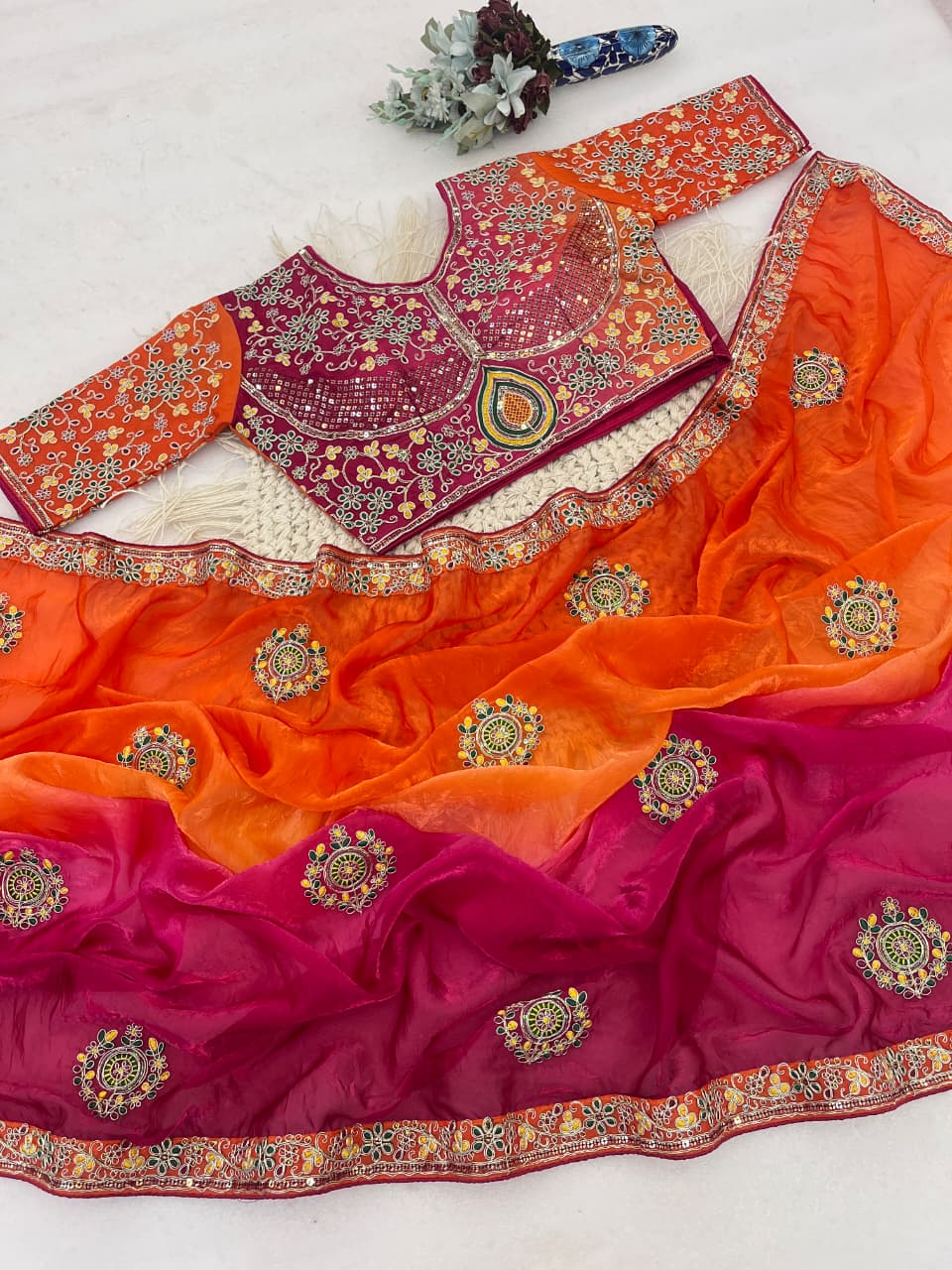 Elegant fendy satin saree