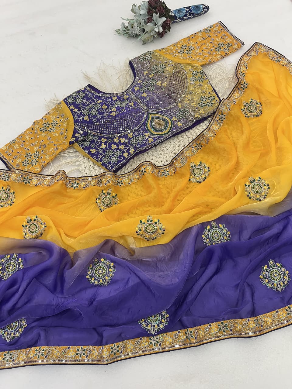 Elegant fendy satin saree