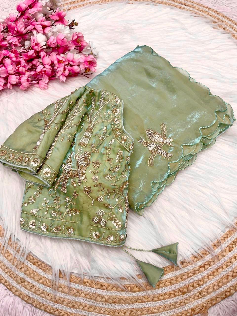Party wear fendy satin saree
