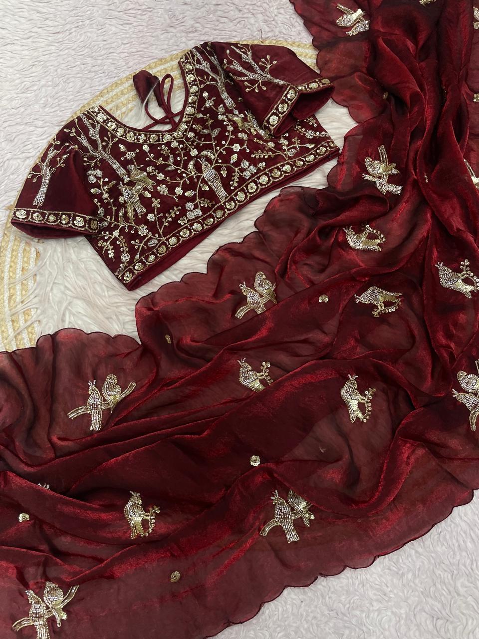 Party wear fendy satin saree
