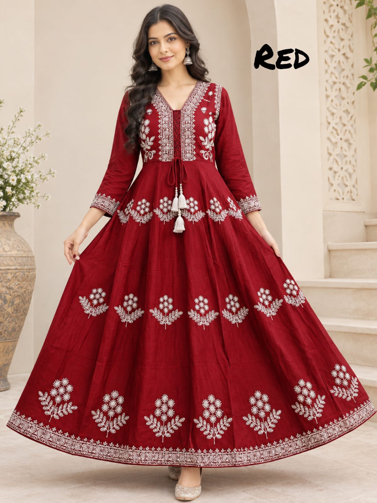 Embroidery long frocks