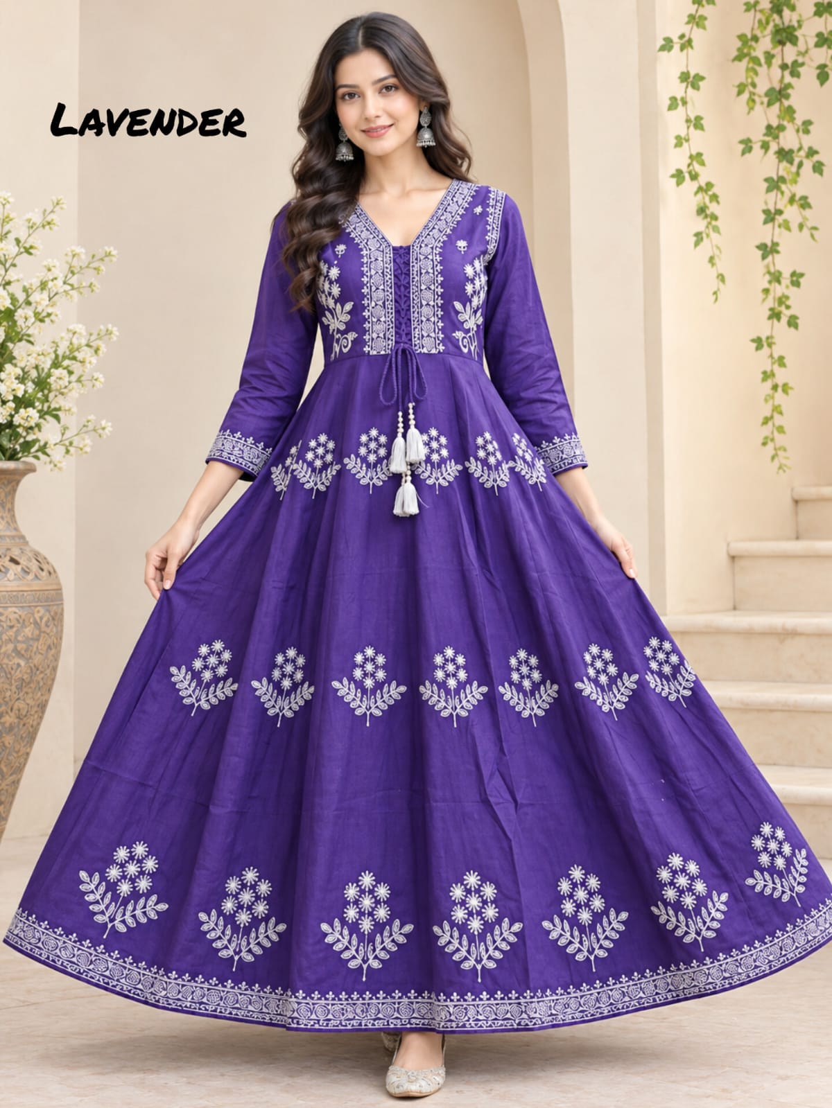 Embroidery long frocks