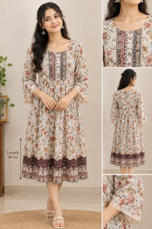 Chikankari cotton maxi