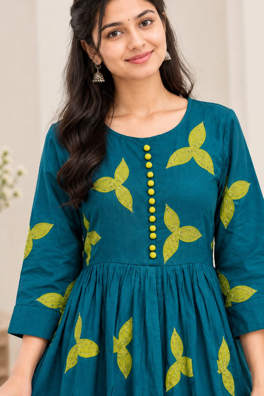 Applique work maxi frock