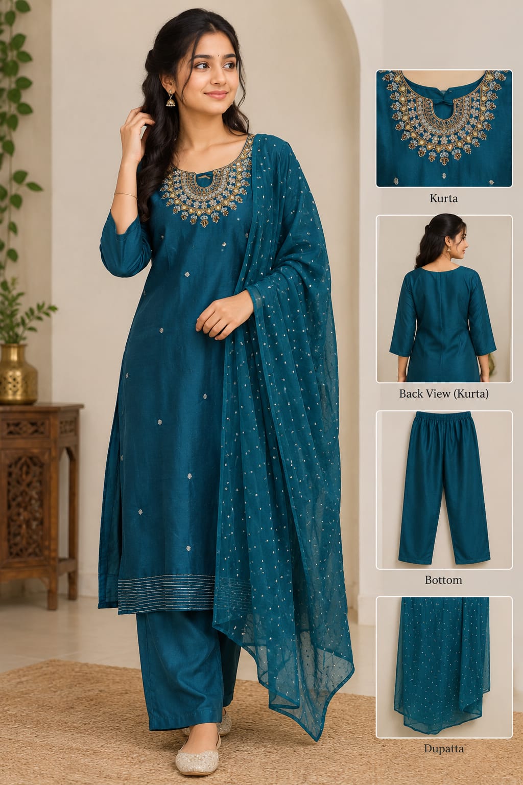 Jewel neck three piece set