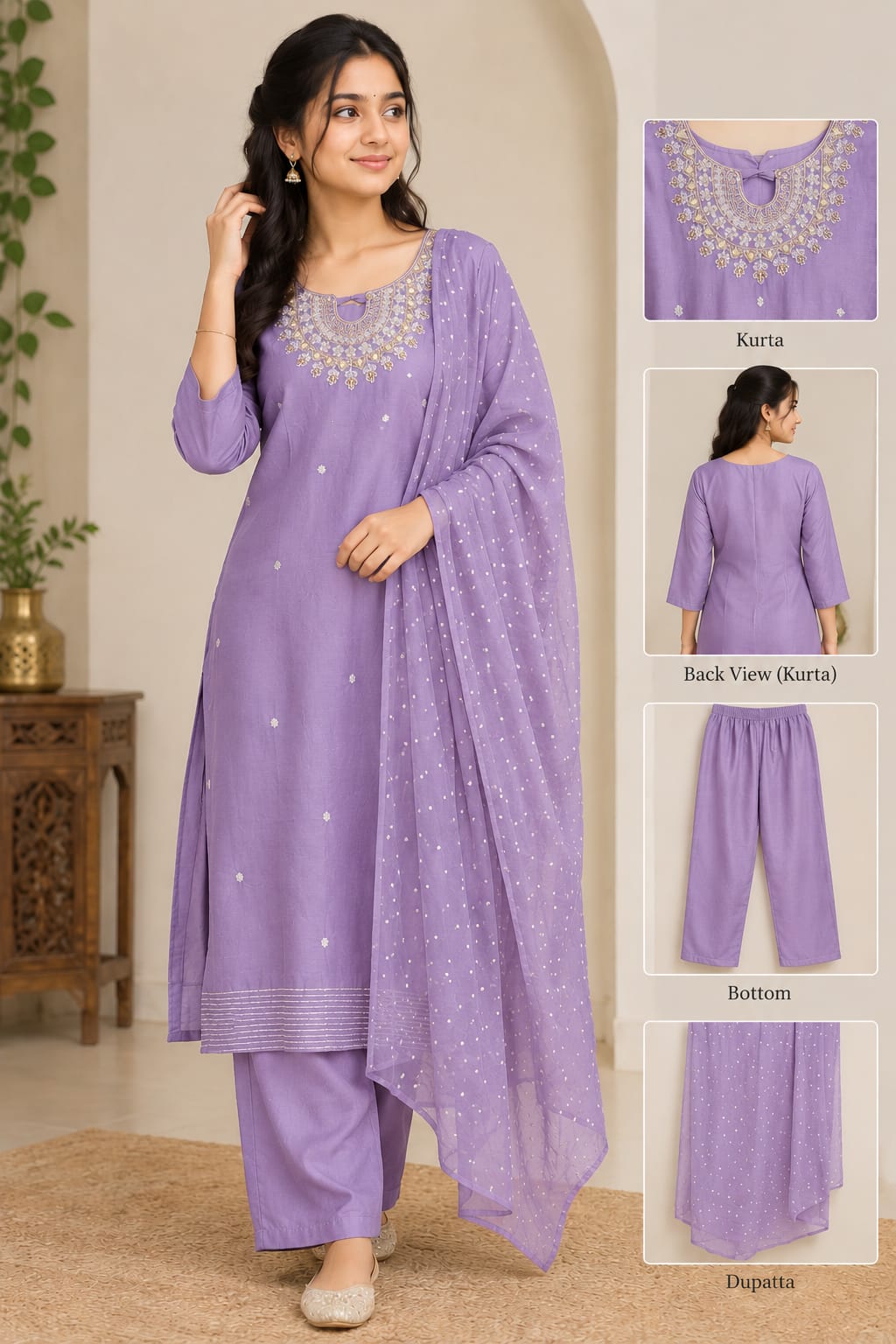 Jewel neck three piece set