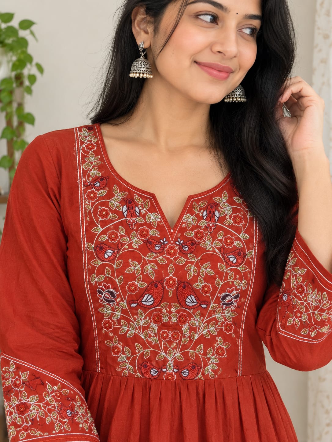 Embroidery work umbrella cut kurtis