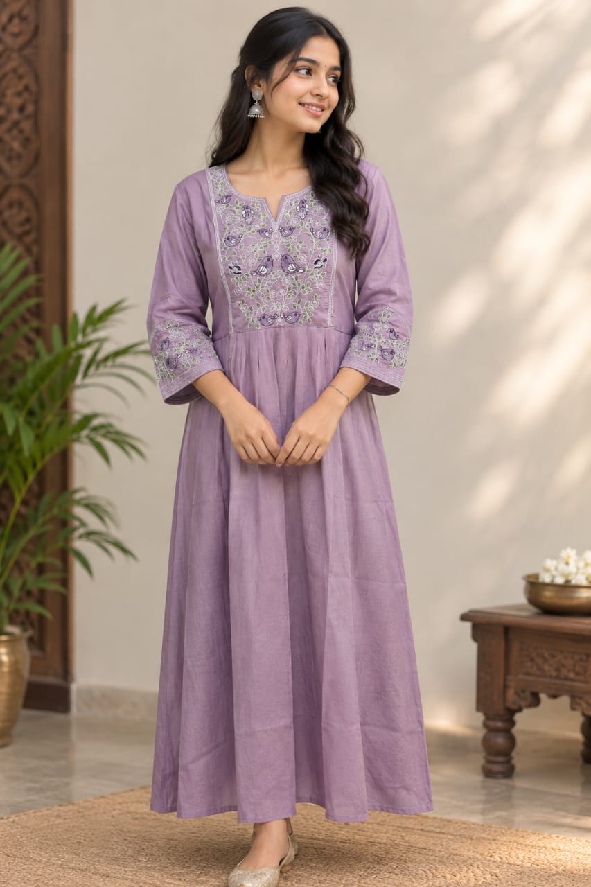 Embroidery work umbrella cut kurtis