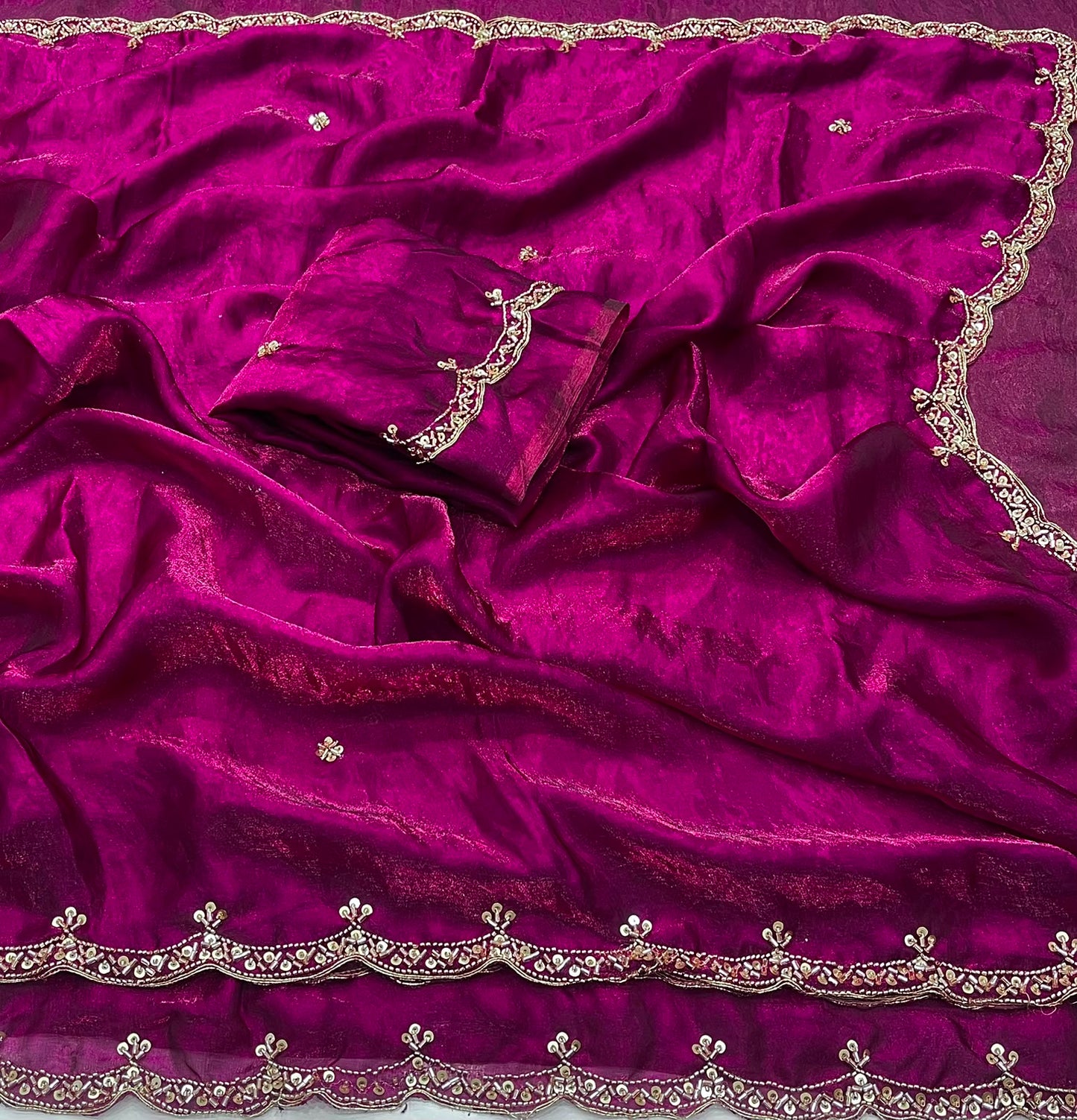Space silk saree with beautiful bits work