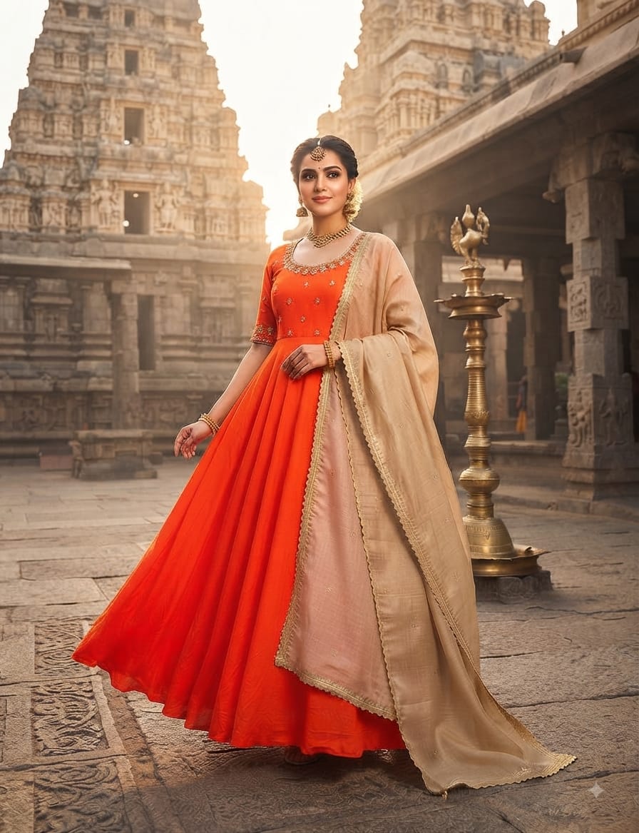 Designer maggam work frock with duppata
