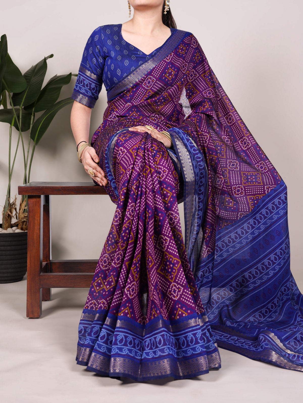 Viscose chanderi bandhini saree