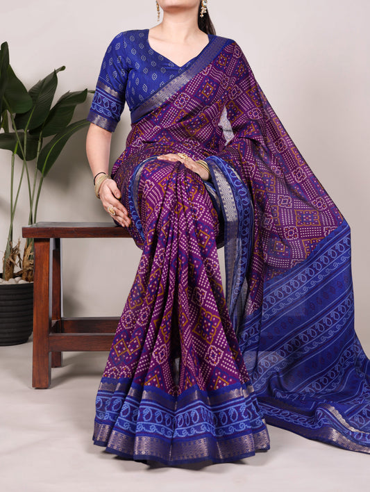Viscose chanderi bandhini saree