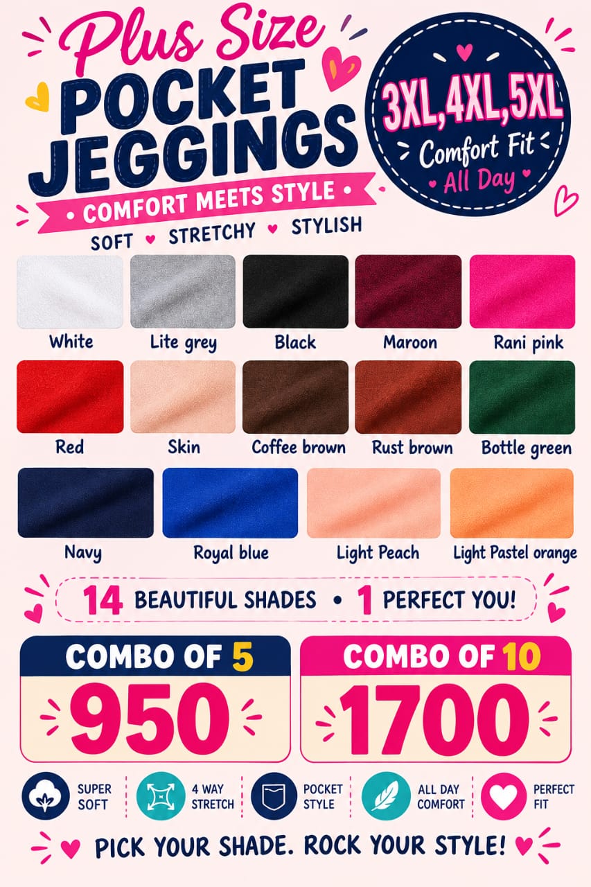 Plus size pocket jeggings (3Xl,4Xl,5Xl) inventory