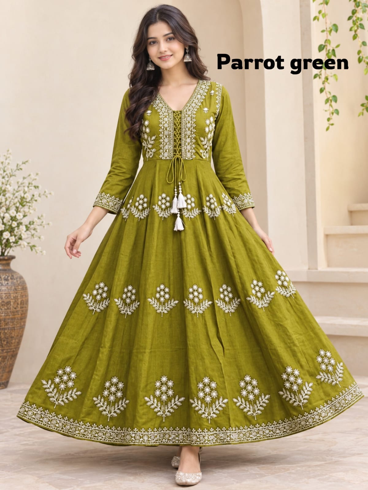 Embroidery long frocks